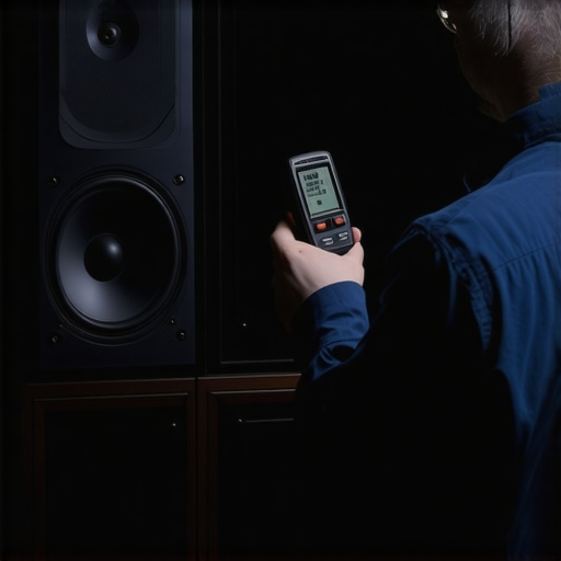 Audiophile using an SPL meter to calibrate home theater speakers