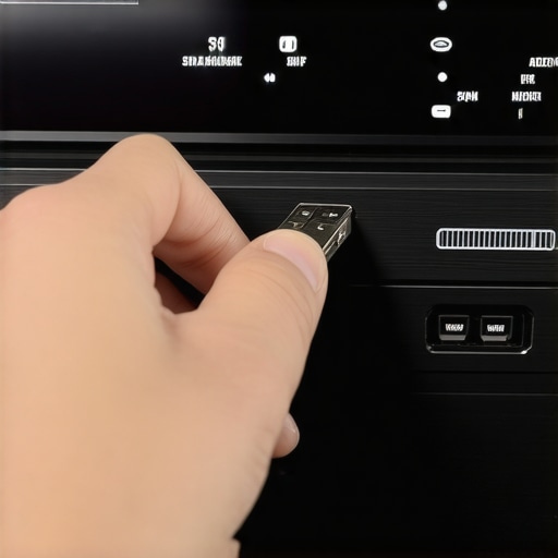 Inserting a USB drive into an AV receiver to fix a stuck firmware update