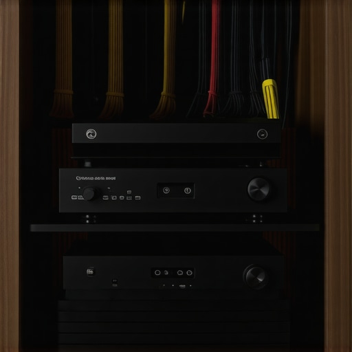 Media Hub Overheating and Interference Risks Close up of a media hub stacked on top of an AV receiver causing heat and interference issues.