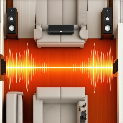 Top-down diagram showing floorstanding speakers positioned away from a wall to improve sound quality.