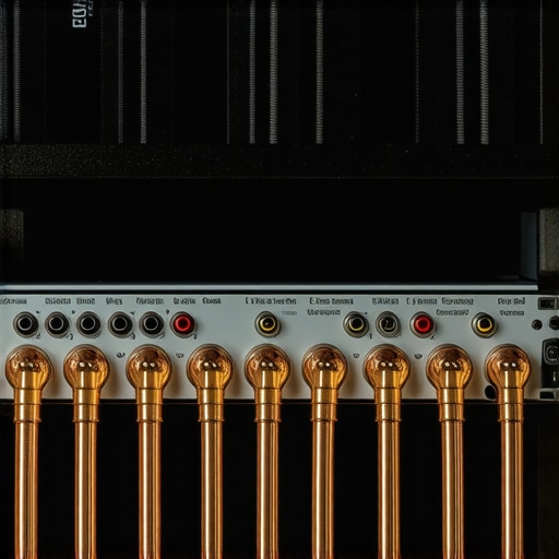 High-end power amplifier and copper speaker cables showing proper ventilation and connection techniques.