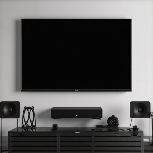A clean installation of a media hub behind a television showing cable management.