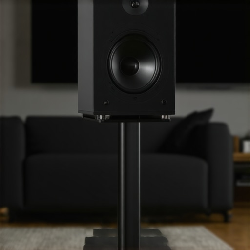 Close up of a center channel speaker tilted for better dialogue clarity