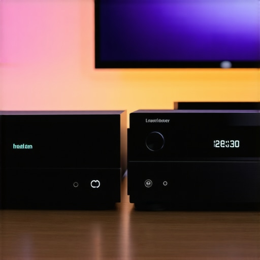 Optimizing Media Hub Performance A high-end media hub and AV receiver setup in a home theater.