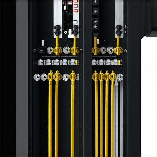 Close up of AV receiver rear panel with organized speaker wires and power cables
