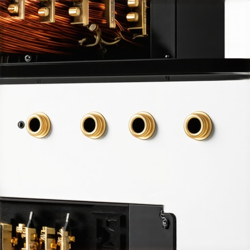 High-quality copper speaker cables connected to an AV receiver's gold binding posts.