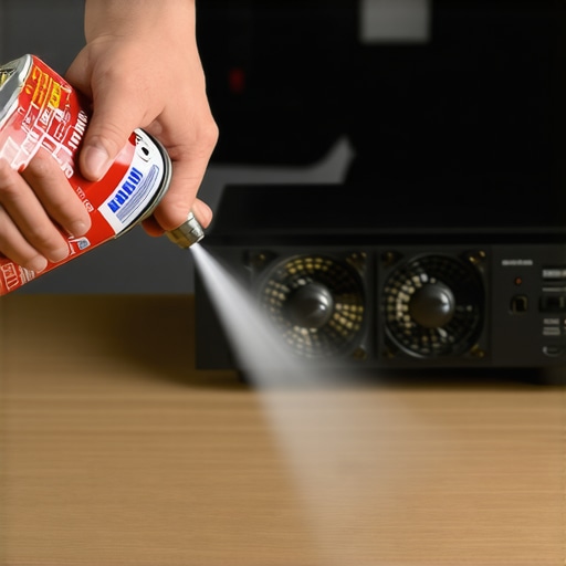 Cleaning dust from an old PC used as a media hub with compressed air.
