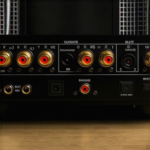 Clean speaker wire connections with gold-plated plugs and cooling fan for AV receiver