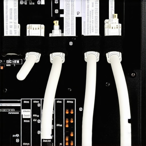 Neatly organized home theater cables showing power and signal separation to prevent interference.