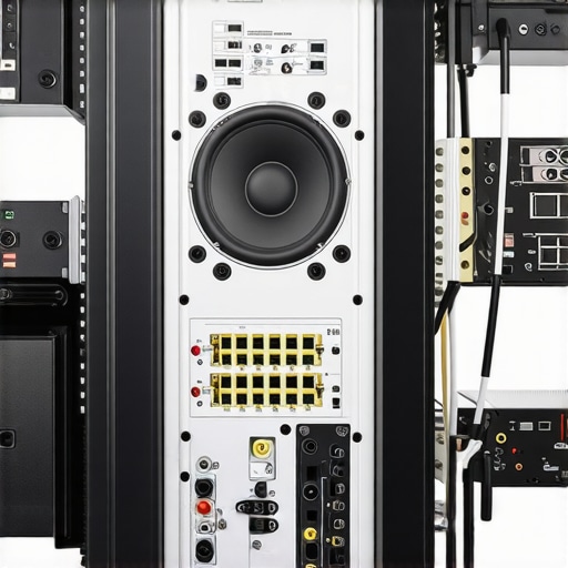 A well-maintained home theater equipment rack with organized cables and cooling fans.
