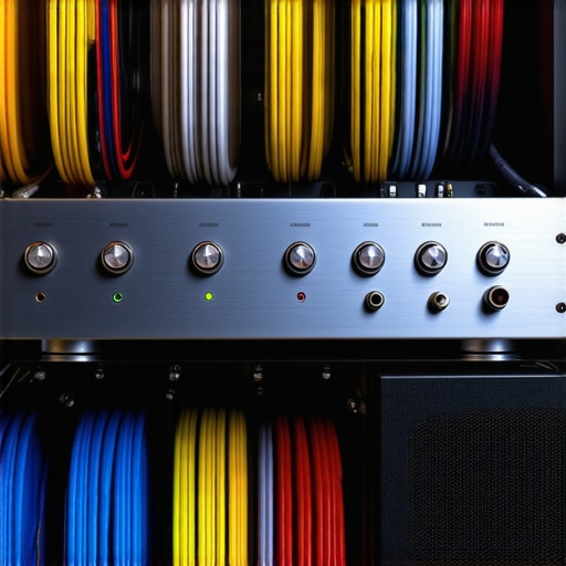 High-end power amplifier and cable management for home theater.