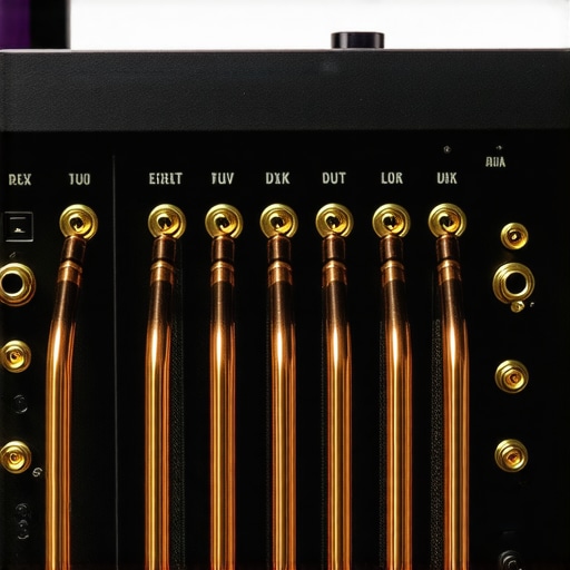Close-up of organized speaker cables connected to a high-end AV receiver.
