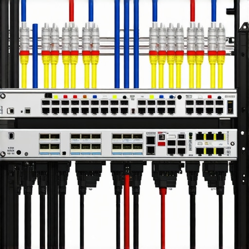Separated power and signal cables behind an AV receiver to prevent audio interference.