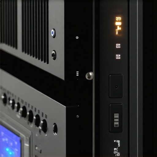 A properly ventilated AV receiver and power amp in a home theater rack.