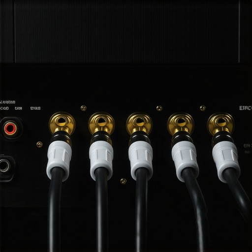 Close up of high quality speaker wires connected to the back of a home theater receiver.