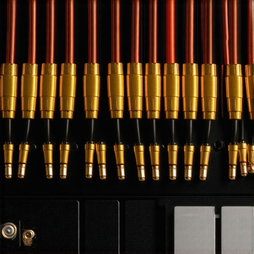 Close-up of high-quality speaker cables connected to an AV receiver with banana plugs for clean signal transfer.