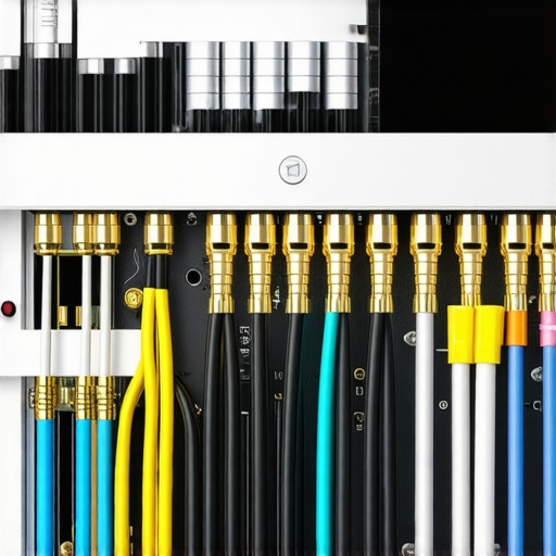 Close-up of organized audio cables and power cords behind an AV receiver to prevent interference.