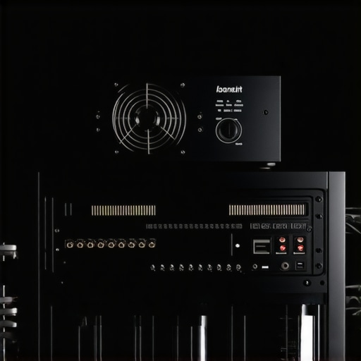 Active cooling fan unit on an AV receiver in a rack