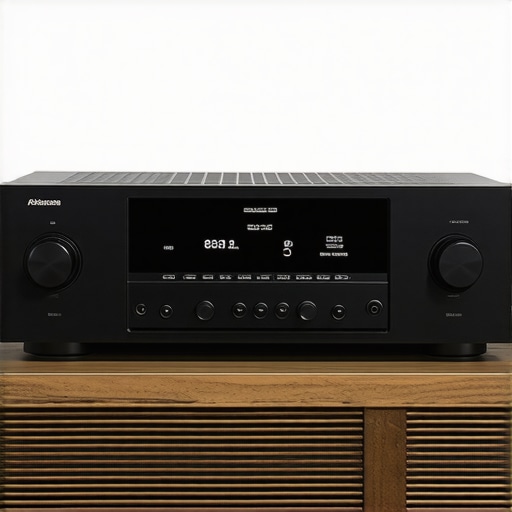 A close up of an AV receiver in a ventilated cabinet showing cooling solutions.