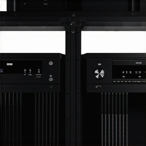 High-end power amp and receiver separated for better airflow in a home theater rack