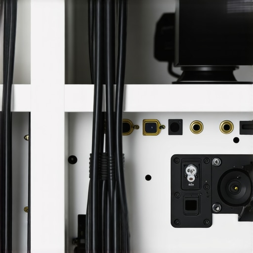 Proper Cable Management Behind AV Receiver Clean and organized speaker cables separated from power cords behind an AV rack