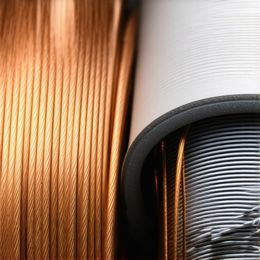 Close up comparison of different speaker wire materials showing core thickness.