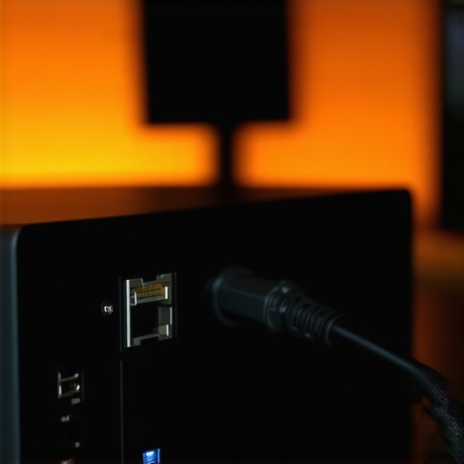 A hand plugging a Cat6 cable into a media hub to stop 4K buffering.