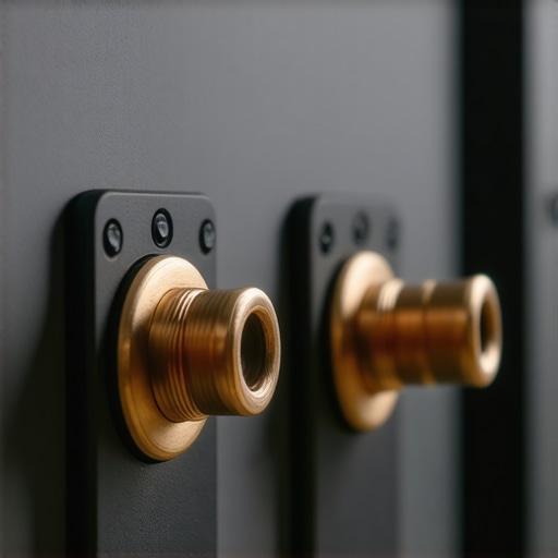 Close-up of speaker cable installation on professional audio equipment
