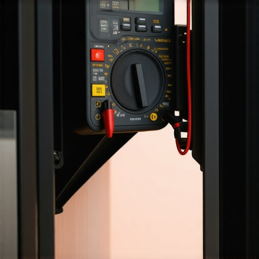 Technician using a digital multimeter to diagnose an internal speaker crossover failure.