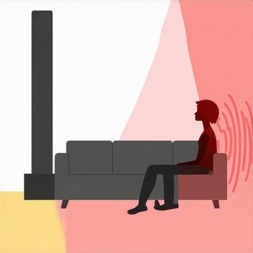 Diagram illustrating how upward-firing Atmos speakers bounce sound off the ceiling to create overhead effects.