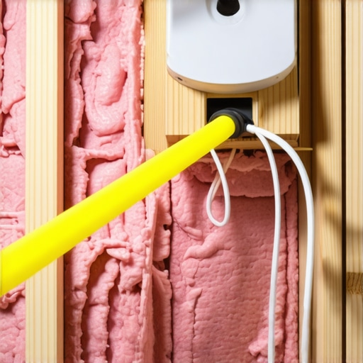 A professional-grade fiberglass glow rod fishing a speaker wire through a wall top plate in an attic.