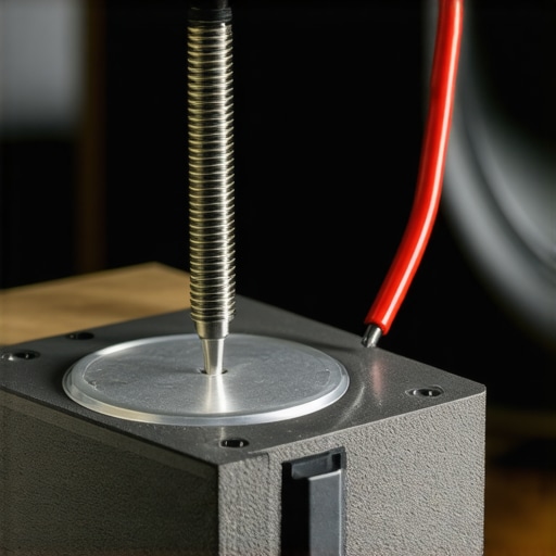 Close-up of multimeter probes testing the resistance of a speaker tweeter driver.