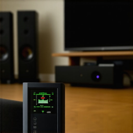 Digital SPL meter used to calibrate home theater speaker levels