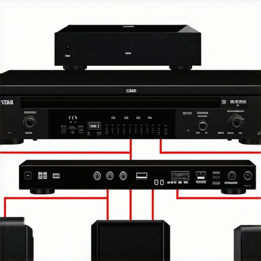 Diagram of a star grounding setup to prevent ground loops in home theater equipment.